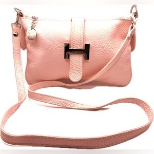 Vera Pelle Pink Crossbody Bag, Italian Calf Leather NWOT, Excellent Condition